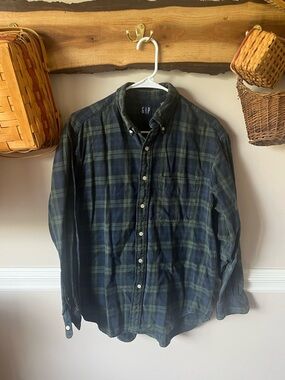 Vintage Y2K 2000s Gap Tartan Plaid Blackwatch Flannel Button Up Shirt M